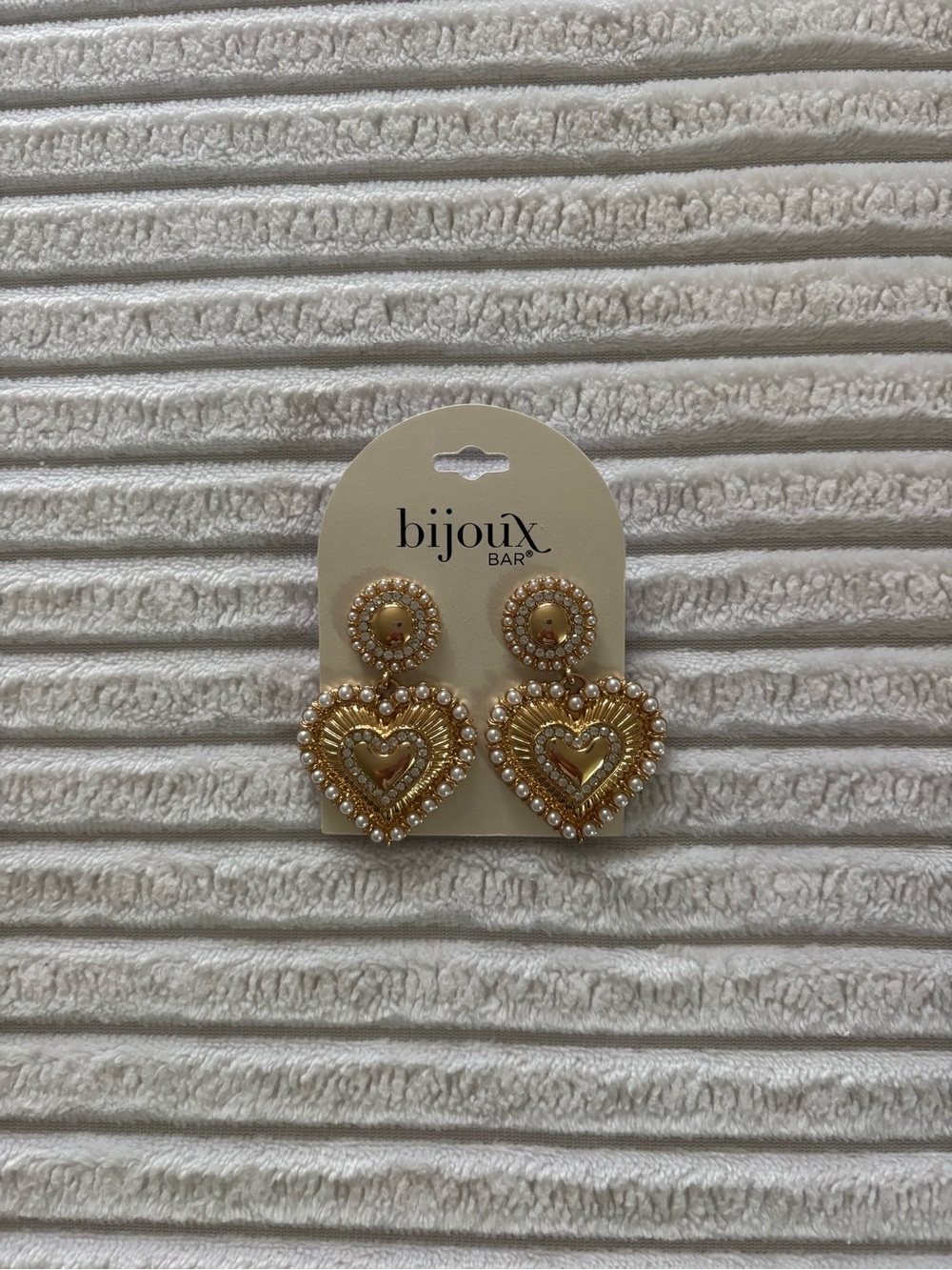 Bijoux Bar Gold Heart Pearl Drop Earrings